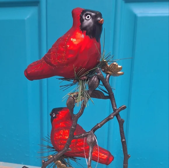 Vintage Bird Ornaments Mercury Glass Clip-On Red Birds Home Decor Christmas - Picture 15 of 16